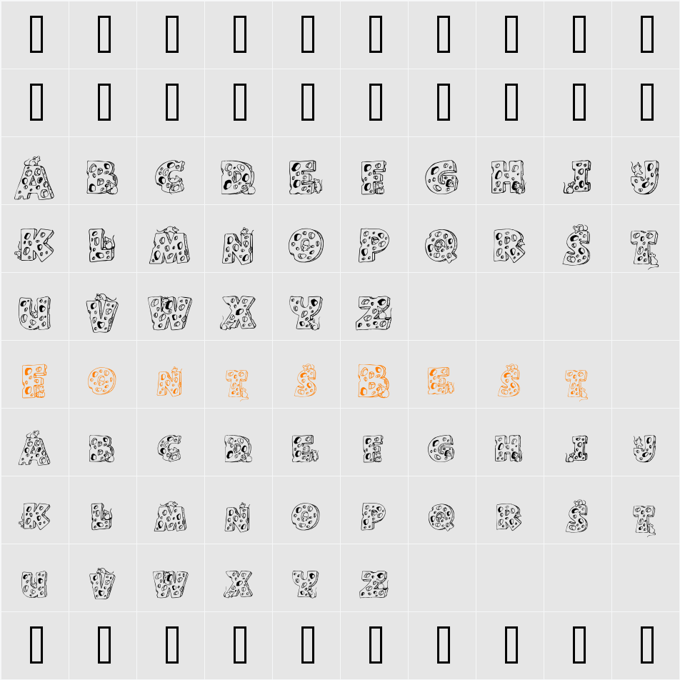 Cheese and Mouse Character Map