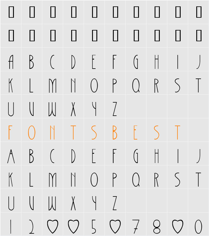BarrettIronwork Character Map