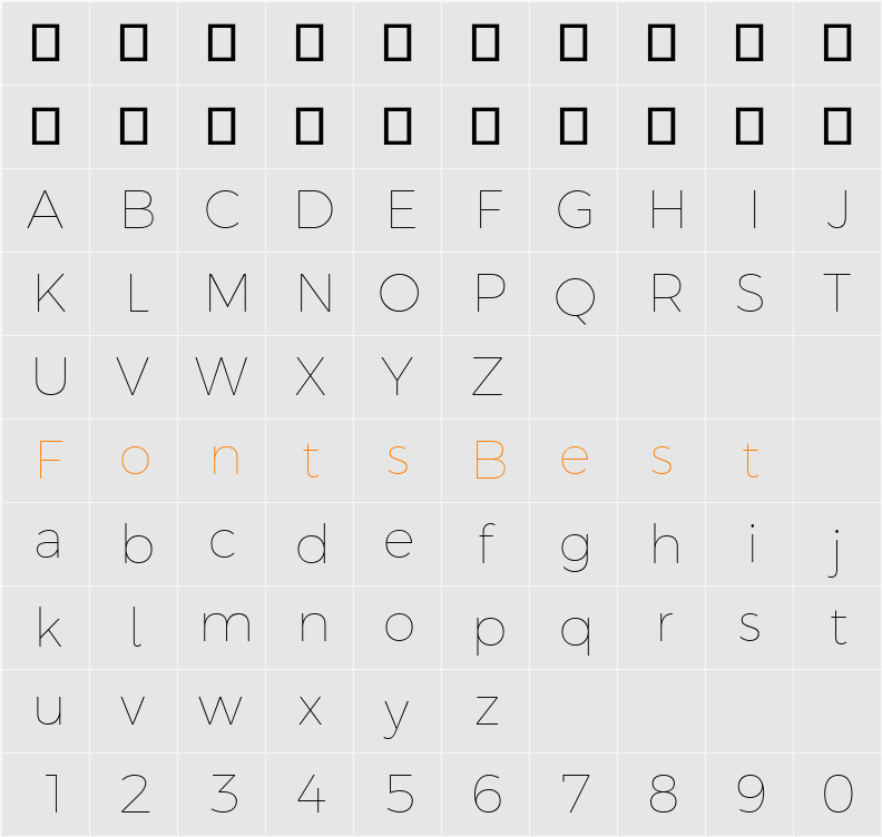 Argentum Sans Thin Character Map