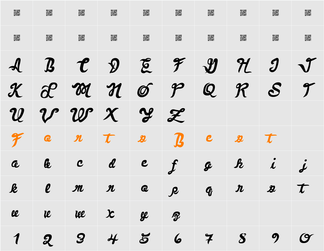 FauquierItalic Character Map