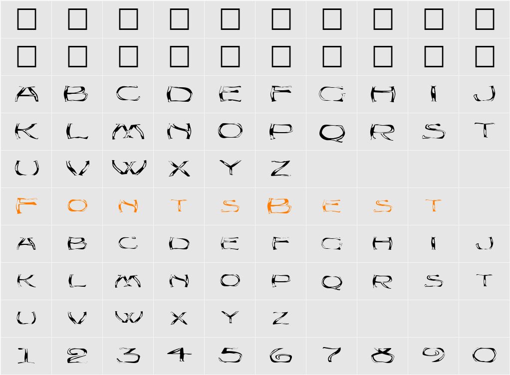 FZ WARPED 23 EX Character Map