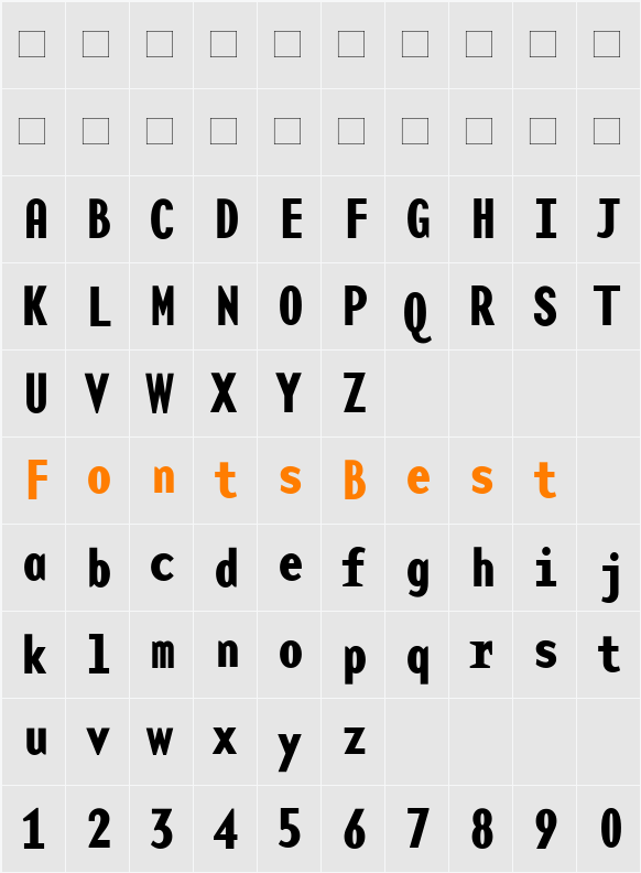 BaseMono-Narrow Character Map