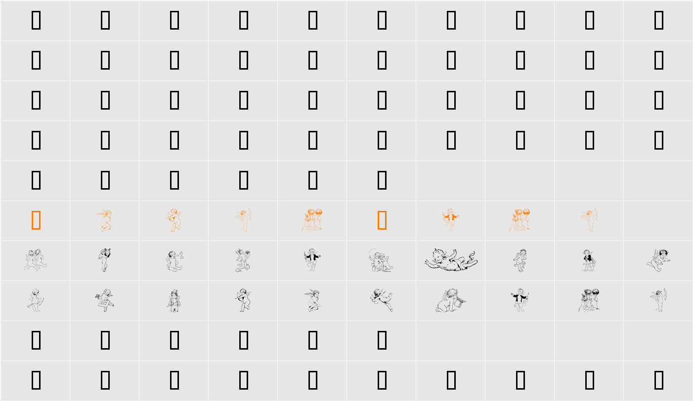 GE Old Fashioned Cherubs Character Map