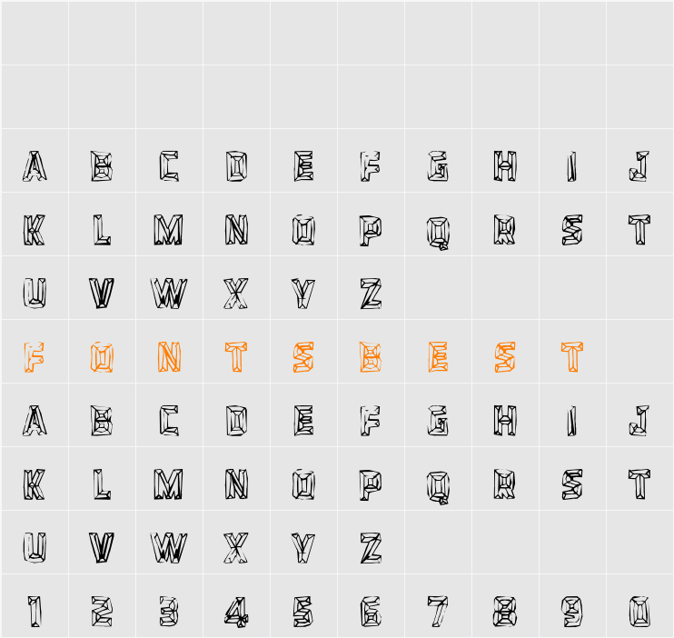 BEVEL HANDS Character Map