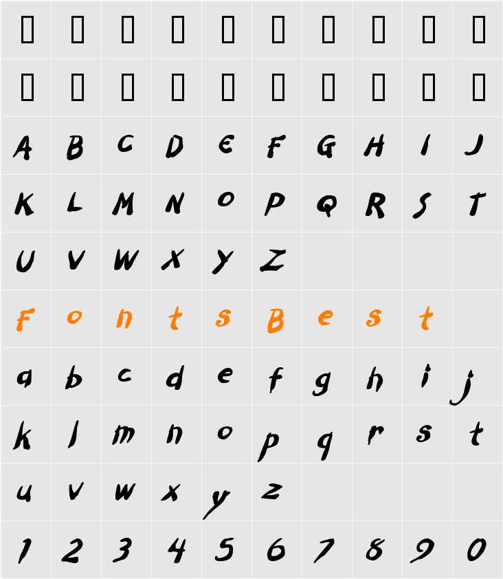 Dark Half BTN Character Map
