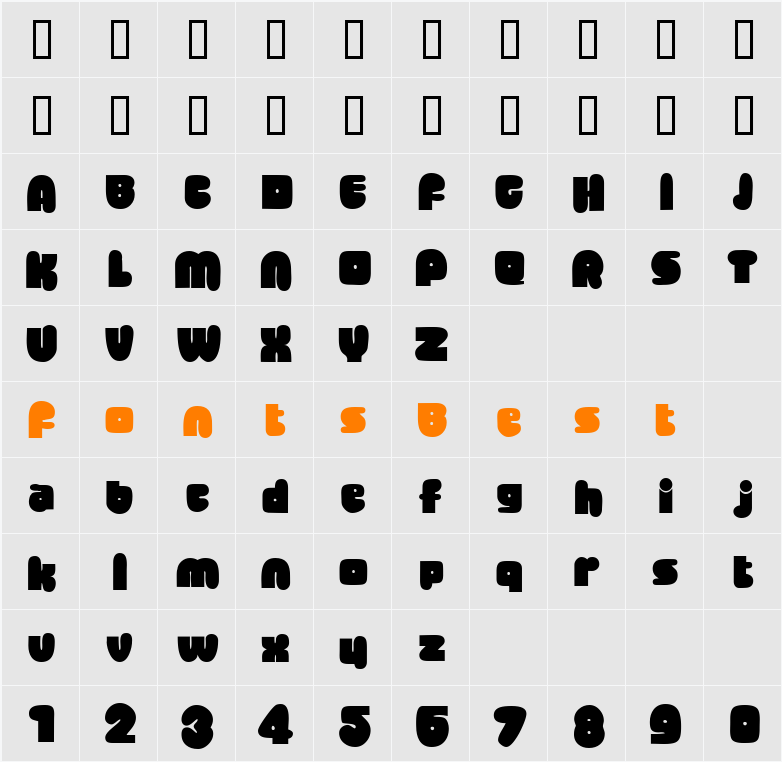 BantaDisplaySSi Character Map