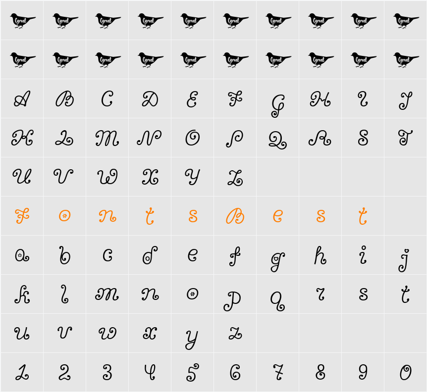 Bonbon Character Map