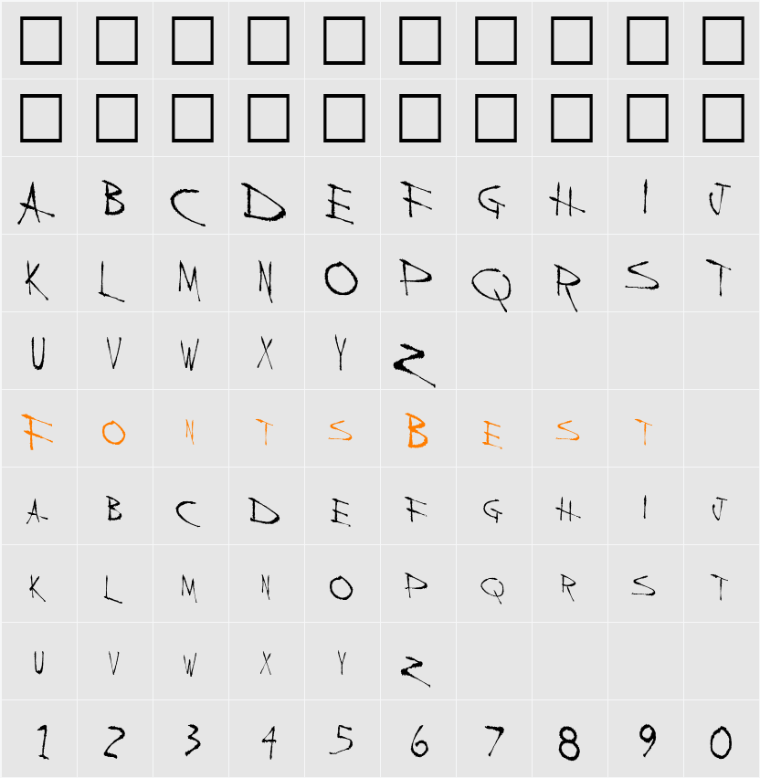 Back Bone Regular Character Map