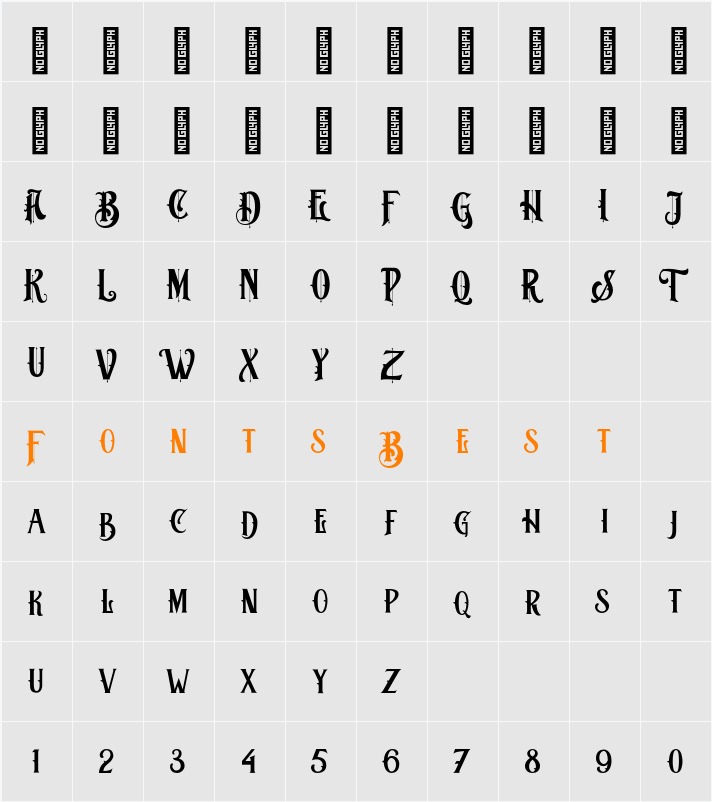 Bombaya Character Map