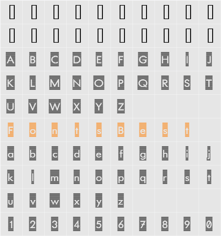 Barred Out Character Map