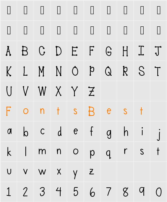 MobilesFont Character Map