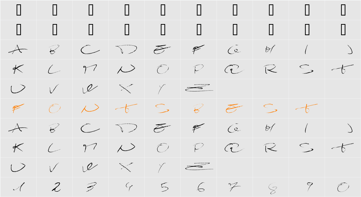 Damagrafik Script Character Map