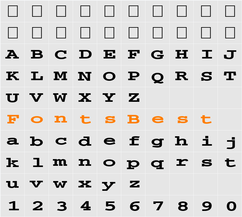 FZ BASIC 54 EX Character Map