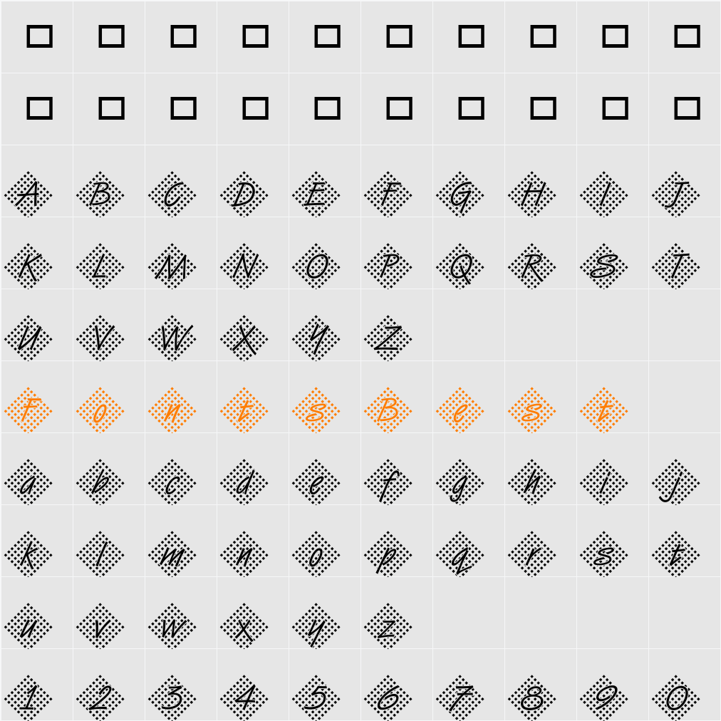 DTCVanDijkM45 Character Map