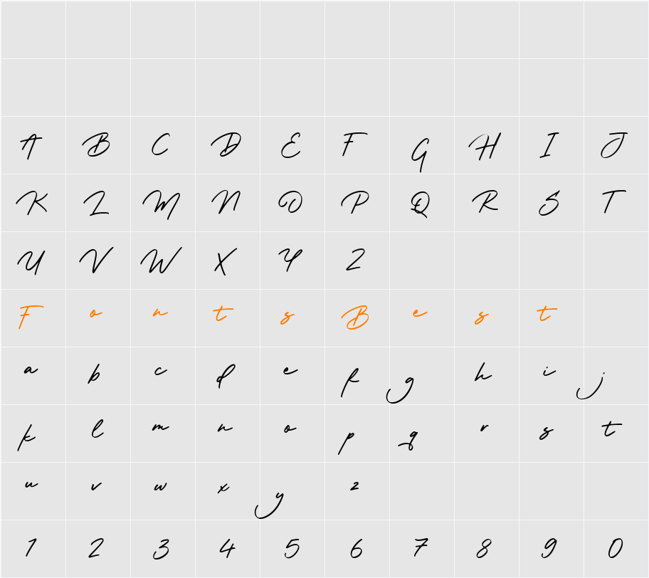 Balletica Character Map