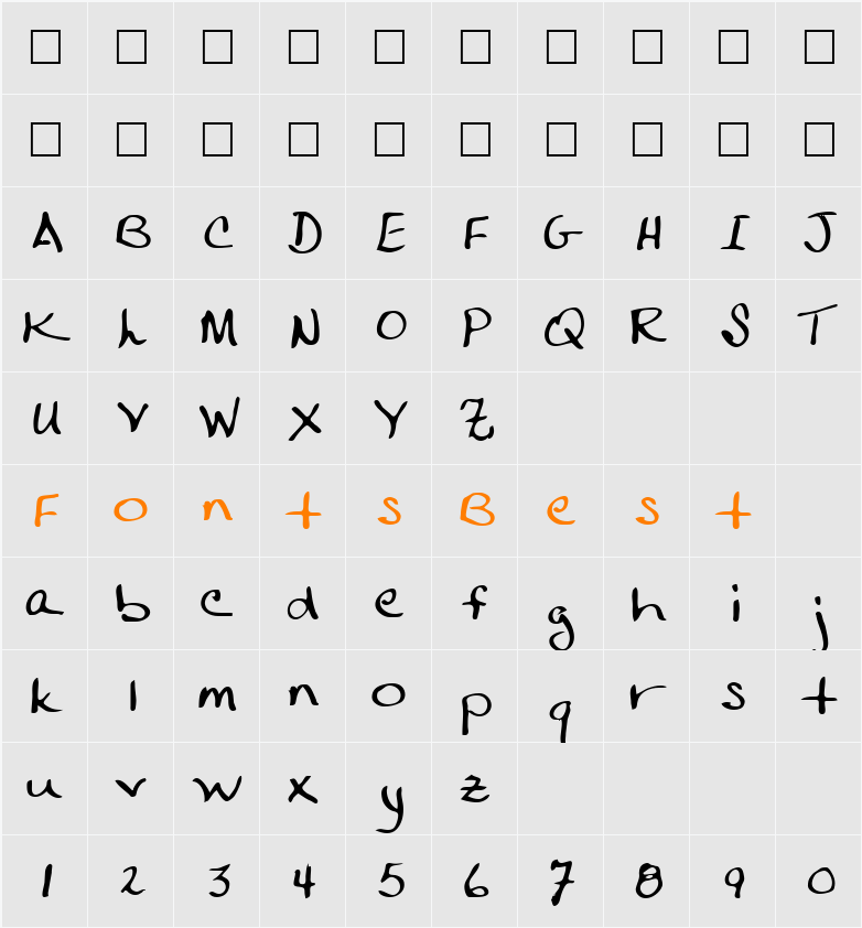 Mogenza Character Map