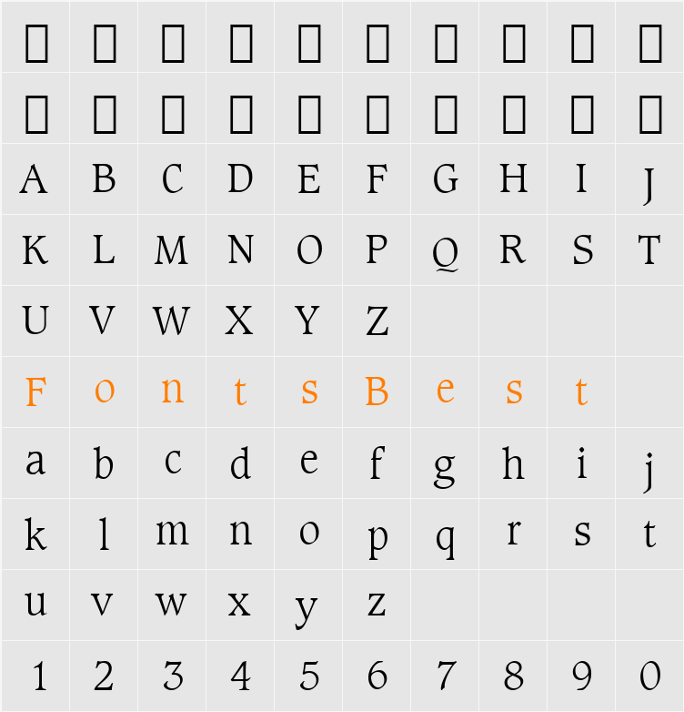Caxton Lt BT Character Map