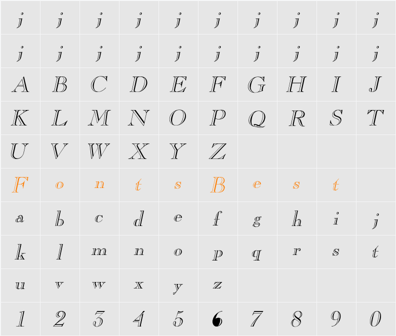 Caslowe_OpenFaI Character Map