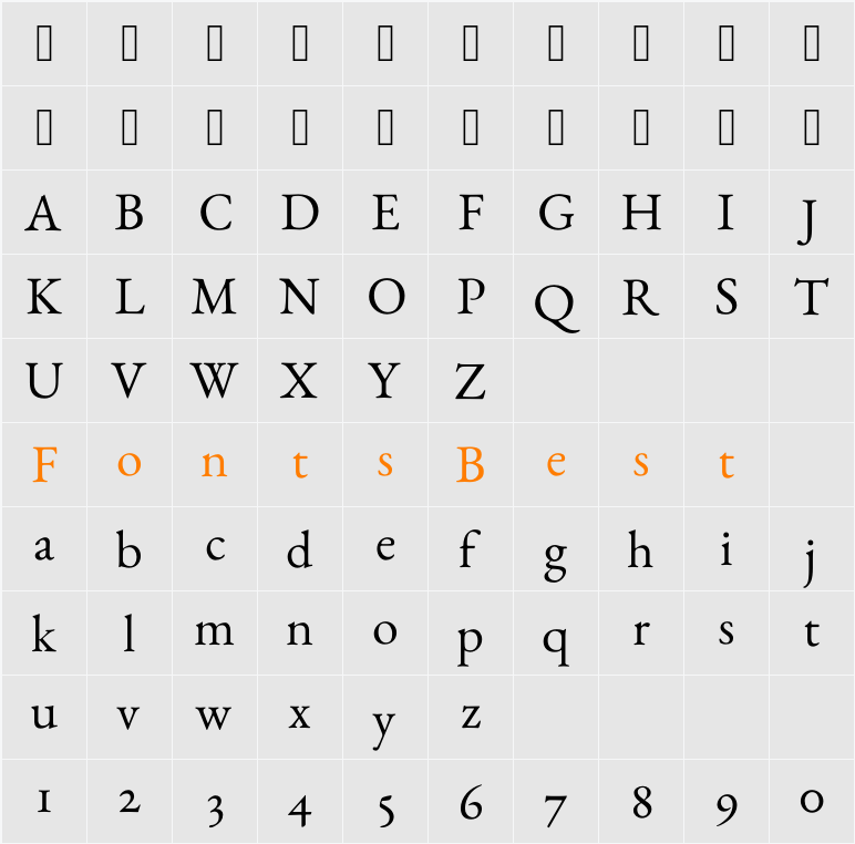 Benne Text Character Map