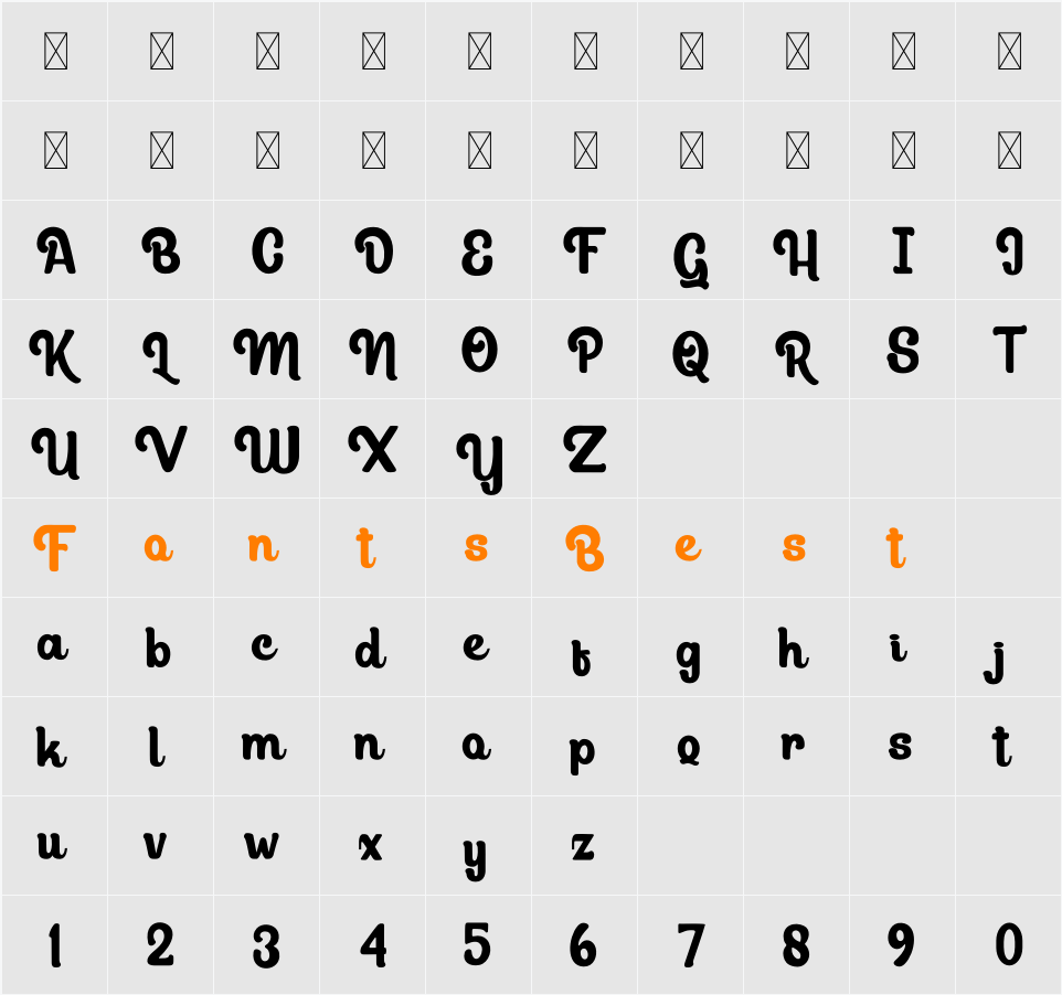 Bullina Character Map