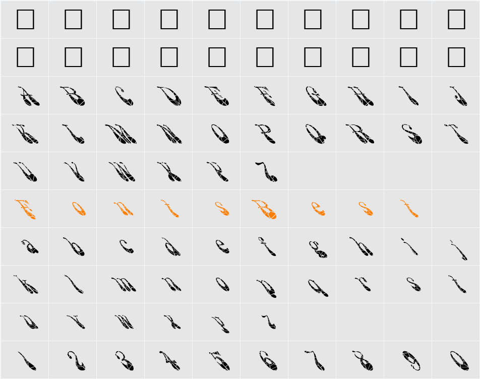 FZ JAZZY 17 CRACKED LEFTY Character Map