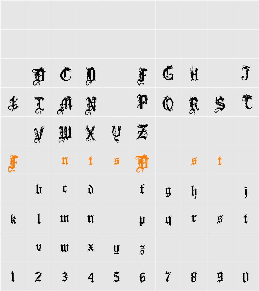 DRAGONSx Character Map