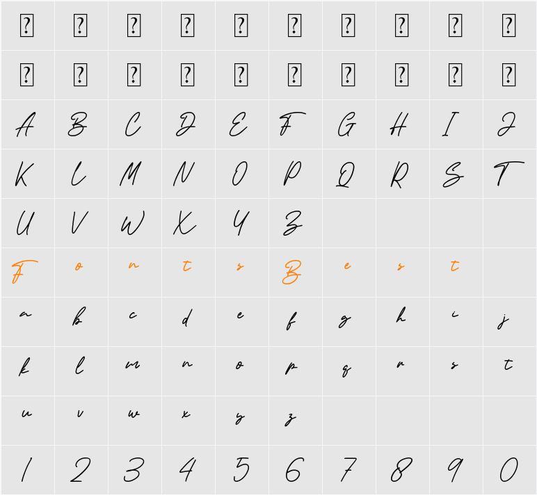 Artemay Bright Character Map