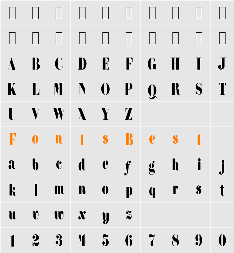 Floral-Condensed Character Map
