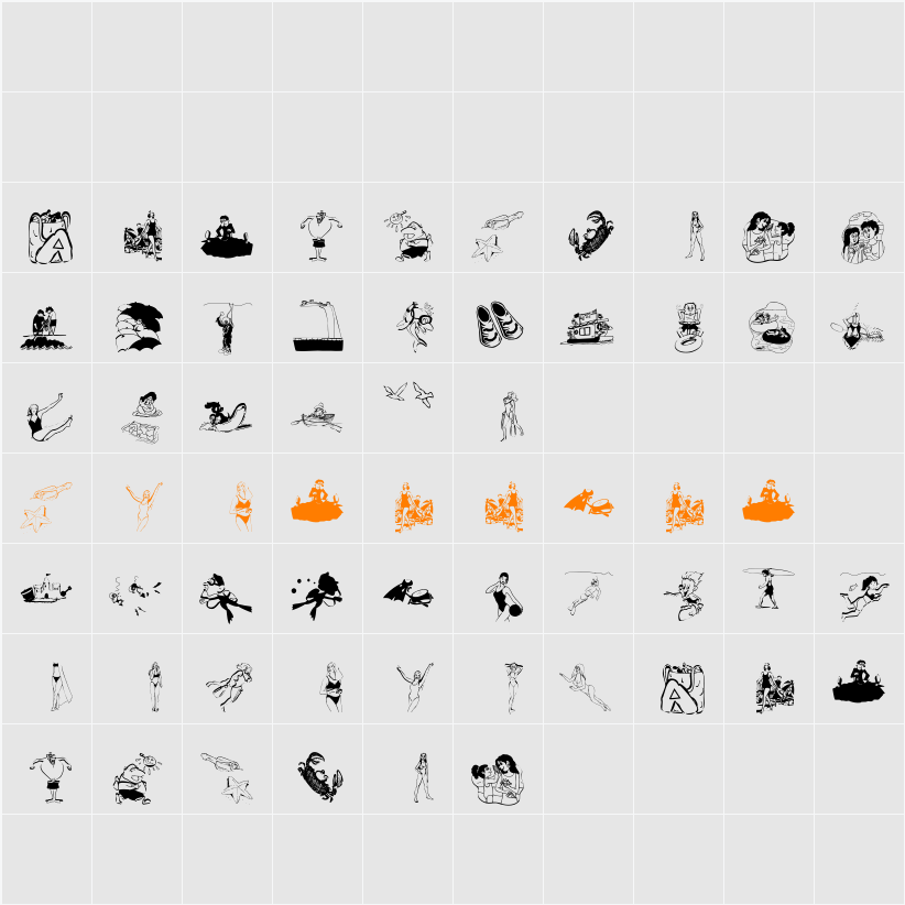 BeachBats Character Map