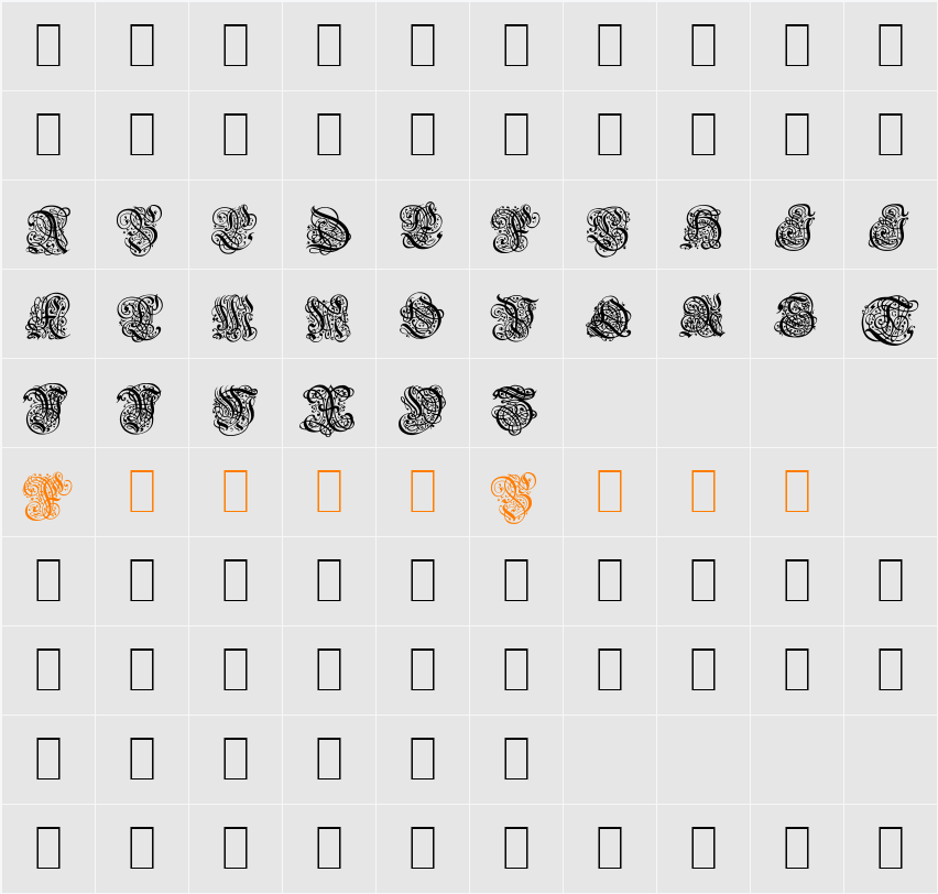 Barock Character Map