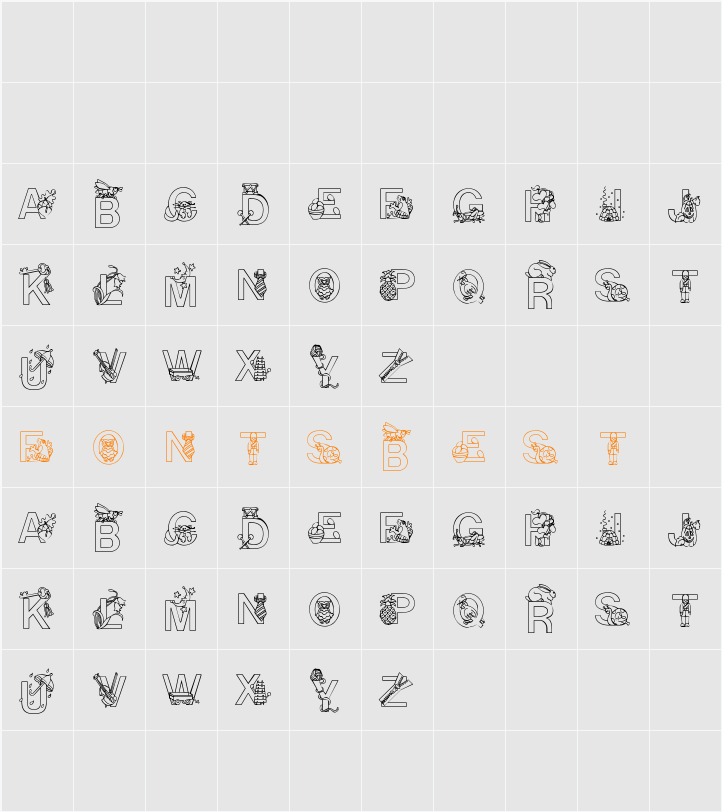Alphapix Character Map