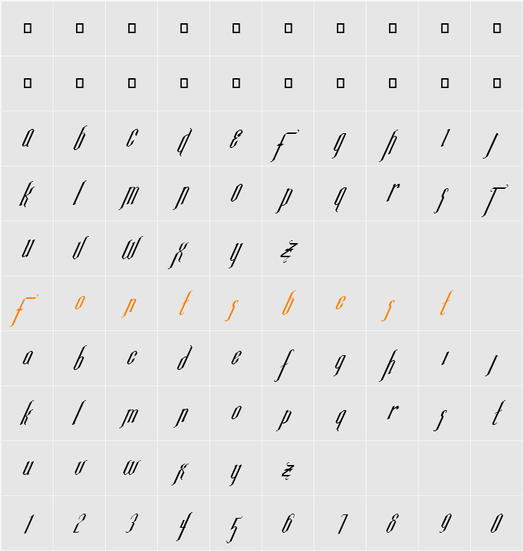 FZ JAZZY 35 ITALIC Character Map