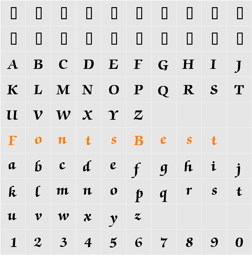 ChanceryScriptBlackSSK Character Map