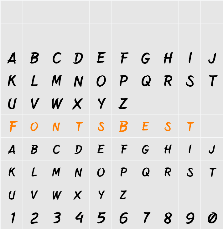 Belepotan Italic Character Map