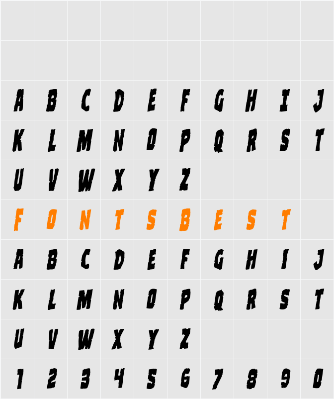 Clubber Lang Rotalic Character Map