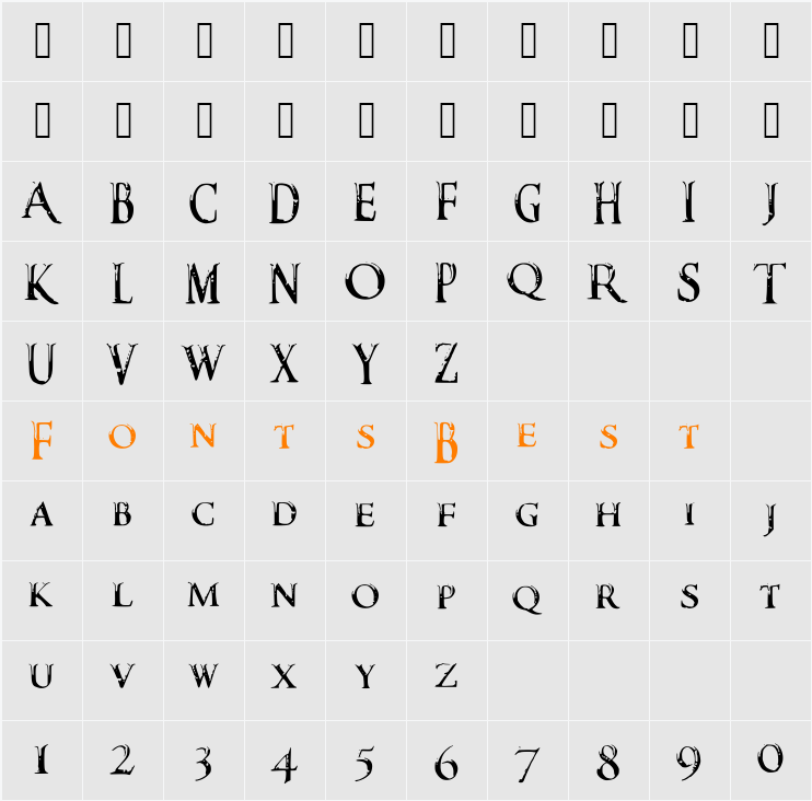 DarksSkyrimFont Character Map