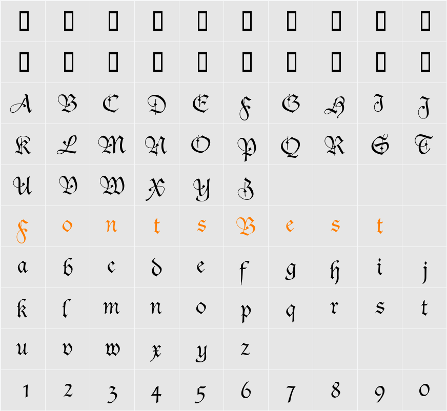 Fiorne Character Map