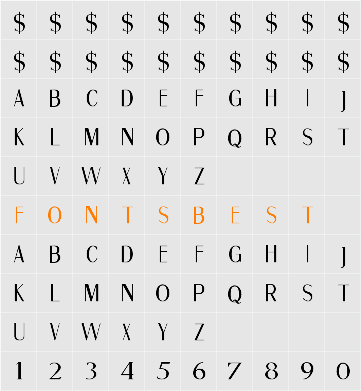 Fine Sans Character Map