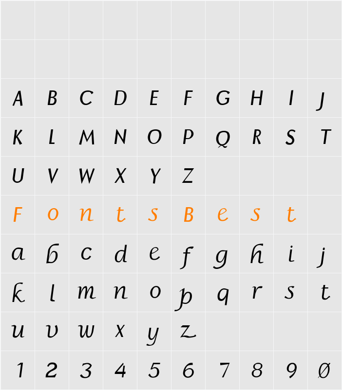 BorzoiItalic Character Map
