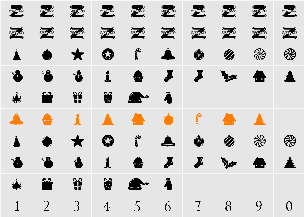 Christmas Shapes Character Map