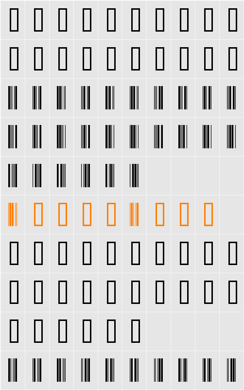 Bar 1 Character Map