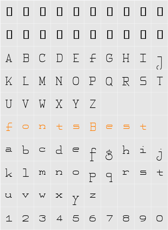 FeggoliteMono Character Map