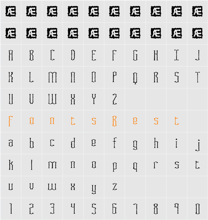 Fascii Scraggly BRK Character Map
