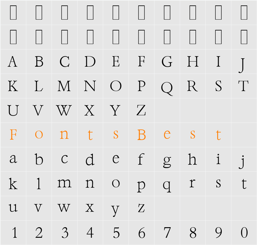 BernsteinSerial-Xlight Character Map