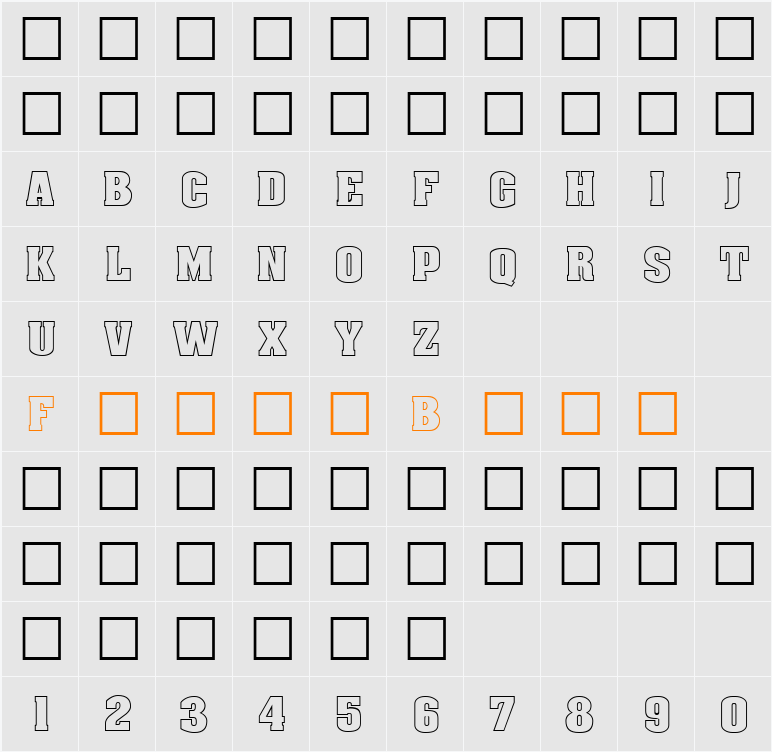 DG_AachenOutline Character Map
