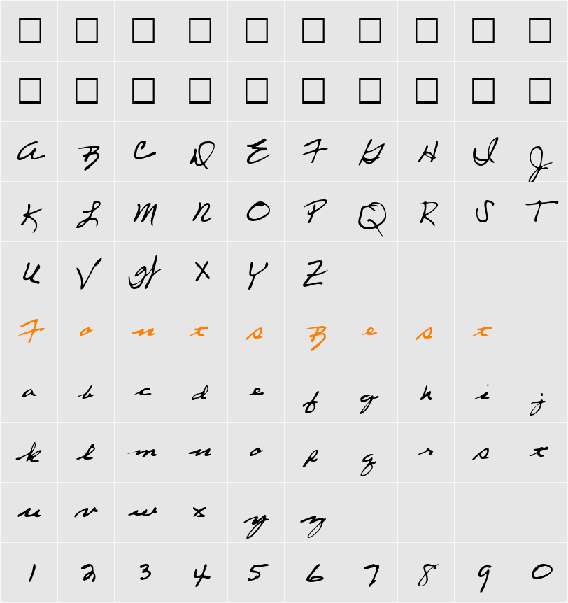 CherylsHand Character Map