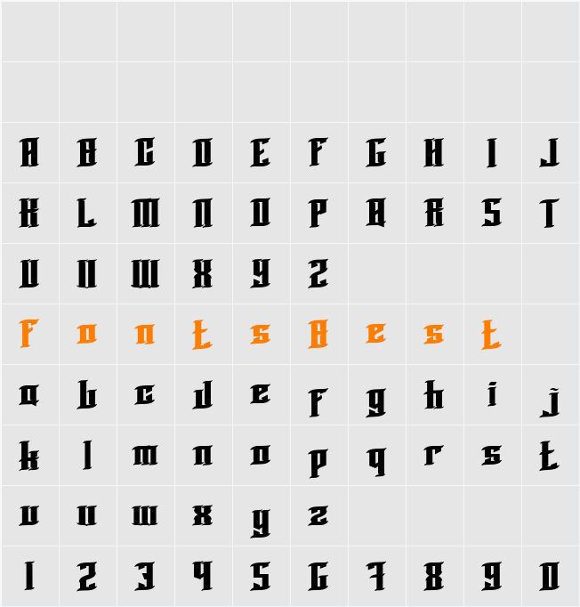 BLNK Taper Lucker Character Map