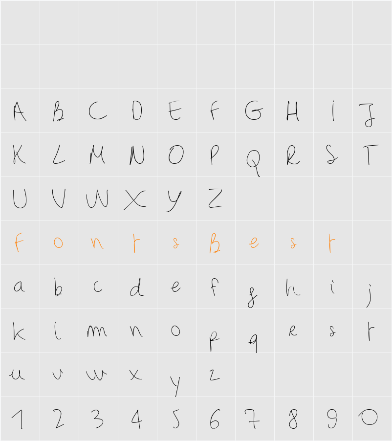 BinetruyScript Character Map