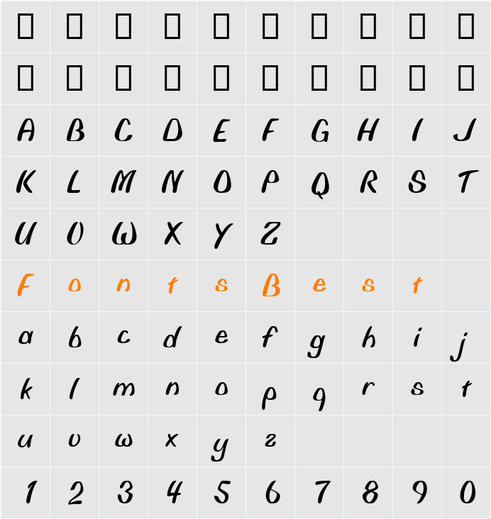 Biffo MT Character Map