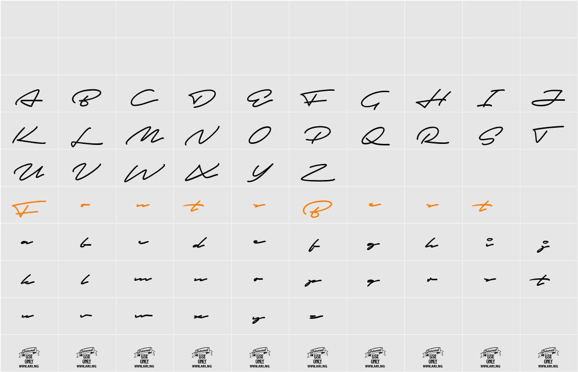 Autograf PERSONAL USE ONLY Character Map